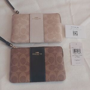 Coach Tan and Brown Wristlet Duo